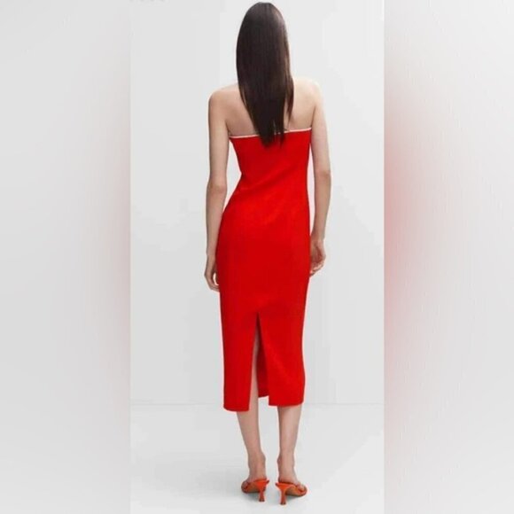 Mango, Ladies Metallic dress with neckline detail - Red. Size: 8. NWT. - Picture 11 of 14